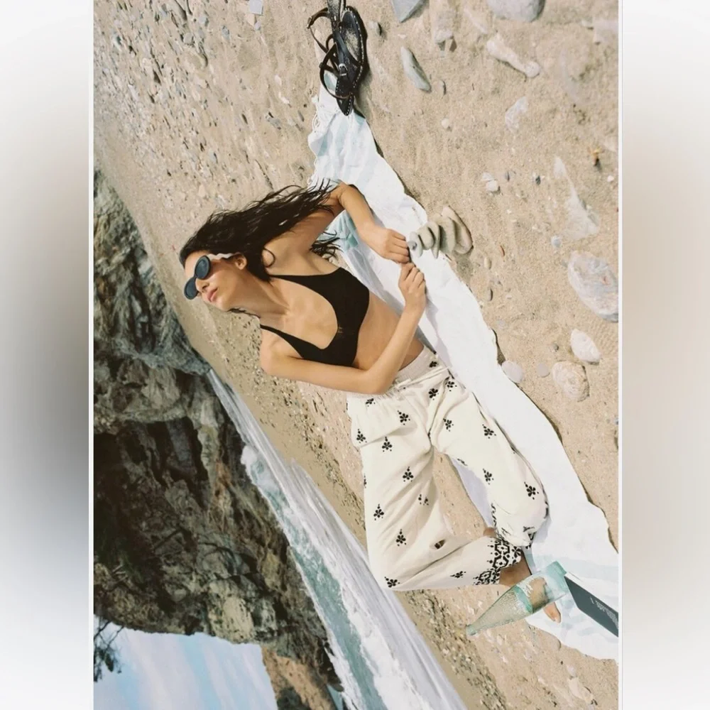 Zara Embroidered Wide Leg Pants - Picture 3 of 6